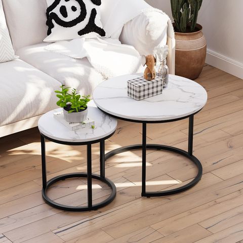 Amazon.com: Modern Nesting Coffee Table Set Of 2 For Living Room ... in How a Black Nesting Coffee Table Set Can Enhance Your Small Space